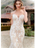 Strapless Sweetheart Neck Ivory Lace Tulle Romantic Wedding Dress